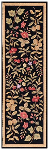 SAFAVIEH Chelsea Collection Runner Rug - 2'6" x 12', Black, Hand-Hooked French Country Wool, Ideal for High Traffic Areas in Living Room, Bedroom (HK210B) - color: Black, size: 2'6" x 12' (Runner)