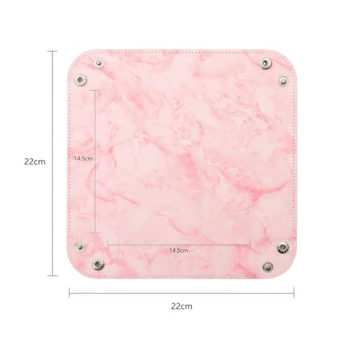 Valet Tray Desktop Storage Organizer – Vegan Leather Catchall Bedside Vanity Tray Nightstand Caddy Holder for Remote Controller, Watch, Keys, Phone, Wallet, Coin, Jewelry, Marble Pink - color: Marble Pink