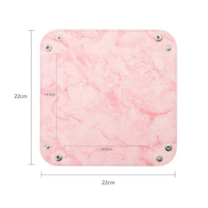 Valet Tray Desktop Storage Organizer – Vegan Leather Catchall Bedside Vanity Tray Nightstand Caddy Holder for Remote Controller, Watch, Keys, Phone, Wallet, Coin, Jewelry, Marble Pink - color: Marble Pink