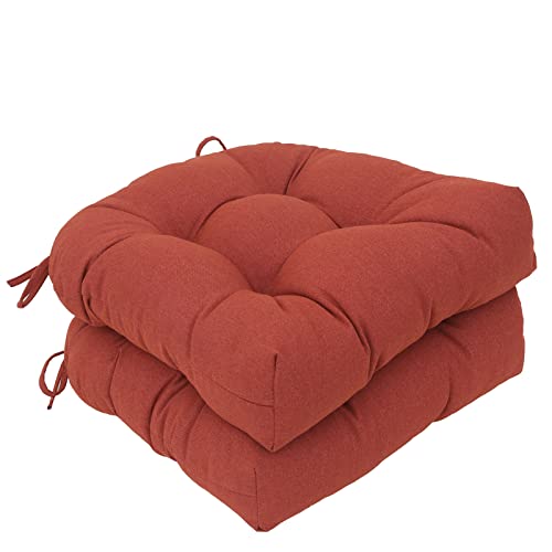 Outdoor Chair Cushions, Outdoor Cushions, Patio Chair Cushions, Indoor Full-Length Ties for Non-Slip Support, Premium Comfortable Thick Fiber, Set of 2 (Red, 17x17 Inch) - color: Red, size: 17" x 17"