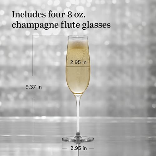 Libbey Signature Kentfield Champagne Flutes Set of 4, Elegant Champagne Glass with Curved Design, Glassware Drinking Glasses for Prosecco, and More - color: Kentfield Flute 4