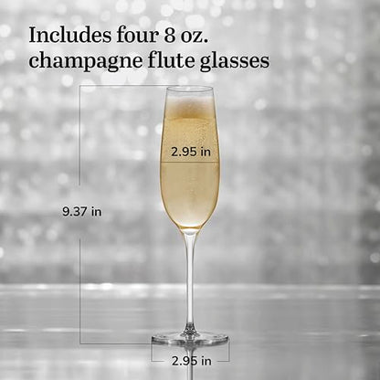 Libbey Signature Kentfield Champagne Flutes Set of 4, Elegant Champagne Glass with Curved Design, Glassware Drinking Glasses for Prosecco, and More - color: Kentfield Flute 4