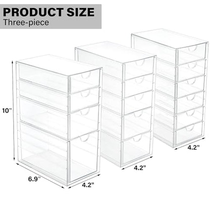 Prsildan 15 Drawers Teacher Toolbox Acrylic Containers, Set of 3 | Clear, Pens Markers Stickers Hardware Storage, Office Desk Kitchen Cabinet Garage Organizer - size: 15 Drawers