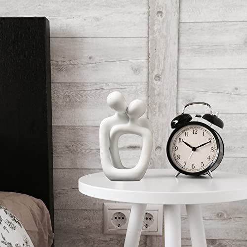 BANOMII Abstract Couple Statue, Minimalist Couples Bedroom Decor, White Hugging Lovers Sculptures Modern Home Office Decor Accents for Nightstand & Dresser, Shelf Decorations Aesthetic, Gift