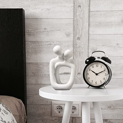 BANOMII Abstract Couple Statue, Minimalist Couples Bedroom Decor, White Hugging Lovers Sculptures Modern Home Office Decor Accents for Nightstand & Dresser, Shelf Decorations Aesthetic, Gift