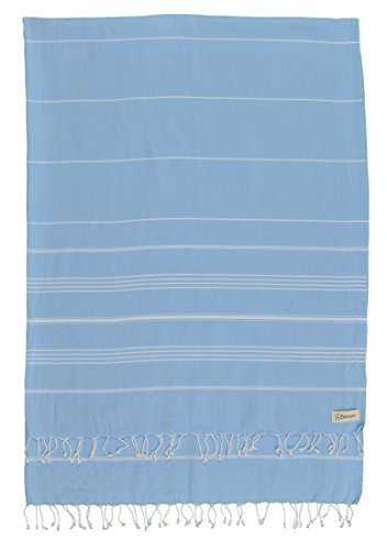 Bersuse Towels Anatolia XL Beach Blanket Throw Blanket Turkish Towel 100% Cotton Extra-Large Quick-Dry Lightweight Premium Peshtemal Towel - 61x82 Inches, Blue - color: Blue