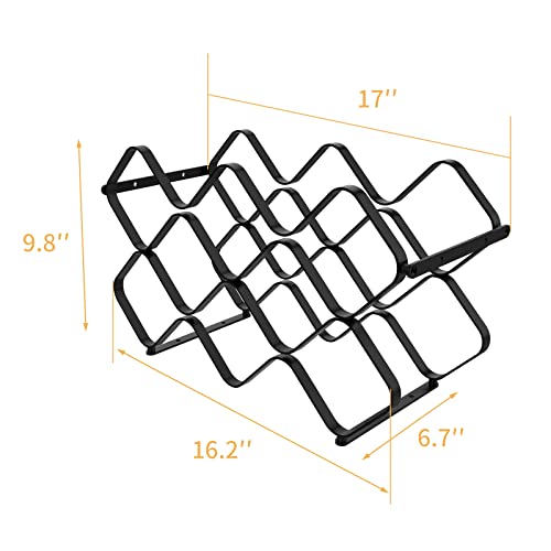 10-Bottle Metal Lattice Wine Rack, Wall Mountable & Freestanding Tabletop Holder for Home, Kitchen, or Bar, Black