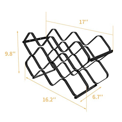10-Bottle Metal Lattice Wine Rack, Wall Mountable & Freestanding Tabletop Holder for Home, Kitchen, or Bar, Black