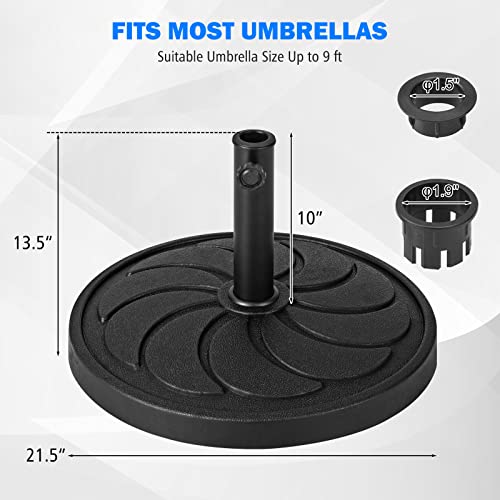 Giantex 40 lbs Patio Umbrella Base, 21.5" Round Market Umbrella Stand for 1.5''-1.9'' Umbrella Poles, Heavy Duty Resin Base with Metal Support Holder for Deck Garden Poolside (40 lbs)