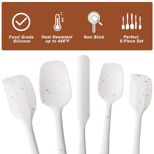 Silicone Spatula Set,5 Piece Food Grade Rubber Spatulas,Candy Color | Spatulas Silicone Heat Resistant for Baking,Cooking,and Mixing High Heat Resistant Non Stick Dishwasher Safe BPA-Free - color: Candy Color