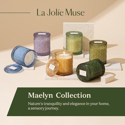 LA JOLIE MUSE Pomegranate & Pine Scented Candles for Home, Natural Soy, 40 Hrs | Luxury Green Festive Jar Candle, Clean Non Toxic, Christmas Winter Holiday Candle, Gift for Women & Family, Balsam &Cedarwood - color: Pine & Pomegranate