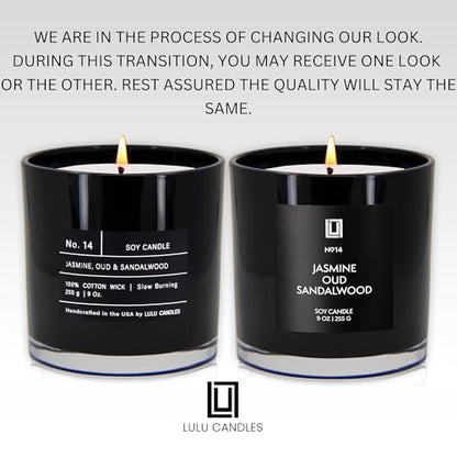 Lulu Candles | Jasmine, Oud & Sandalwood | Luxury Scented Soy Jar Candle | Hand Poured in The USA | Highly Scented & Long Lasting (9 Oz.) - size: 9 Oz.