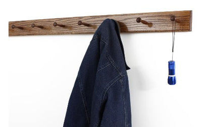 Solid Oak Shaker Peg Rack Made in The USA - Chestnut Stain 41 x 3.5 Inches with 7 Pegs - color: Chestnut, size: 41" x 3.5" with 7 pegs