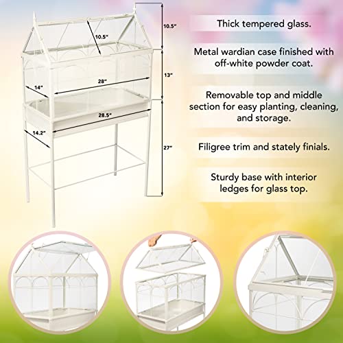 H Potter Freestanding Wardian Case Terrarium, Large | Metal and Glass, Indoor Greenhouse Display Cabinet, Victorian Plant Stand, Gable Roof, 48 Inch Tall - size: Large
