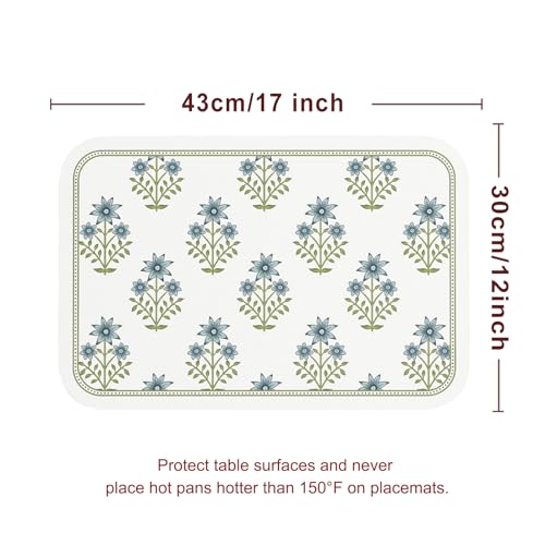 Vinyl Waterproof Placemats Set of 6 Rectangular,12"*17"-Mosella B | Wipeable Beautiful Print Place Mats,Stain Resistant,Heat Resistant,Everyday Meals,Kitchen,Dinning,Holiday,Decor - color: Mosella B