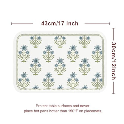 Vinyl Waterproof Placemats Set of 6 Rectangular,12"*17"-Mosella B | Wipeable Beautiful Print Place Mats,Stain Resistant,Heat Resistant,Everyday Meals,Kitchen,Dinning,Holiday,Decor - color: Mosella B