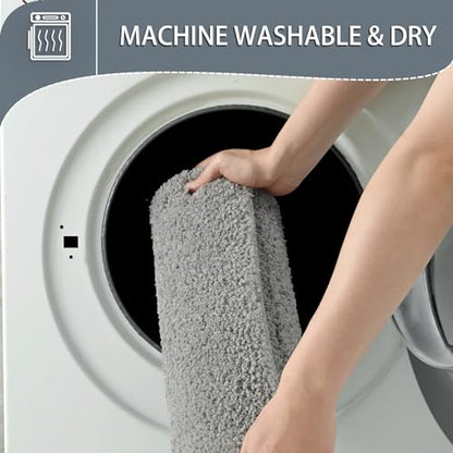 Gray Bathroom Rug Set 2 Piece Bath Mat 21x34'' &U Shape Toilet Rug 21x21'' | Absorbent,Washable,Non Slip Bathroom Rugs Sets,Contour Mat for Toilet - color: Grey