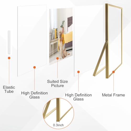 3 Pack Gold Floating Frame 8x10 Floating Picture Frame Holds 8x10in 6x8in 5x7in Photo, Gold Metal Frames for Anniversary, Birthday or Wedding, Home or Office Décor - size: 8x10