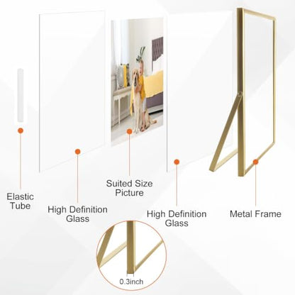 3 Pack Gold Floating Frame 8x10 Floating Picture Frame Holds 8x10in 6x8in 5x7in Photo, Gold Metal Frames for Anniversary, Birthday or Wedding, Home or Office Décor - size: 8x10