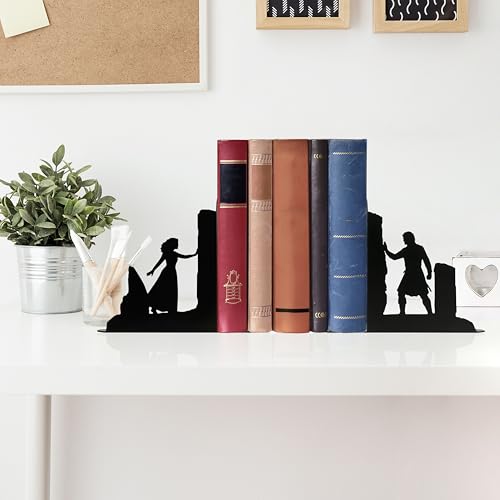 Couple Decorative Bookends Metal Magic Book Ends for Shelves | Bookshelf Decorative Objects Home Office Desk Bookshelf Decor