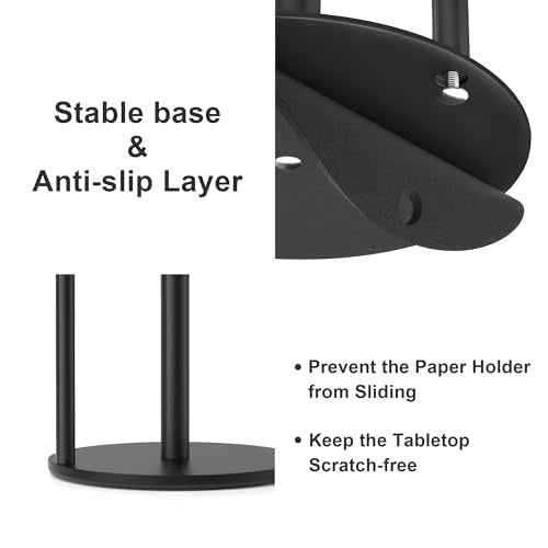 Paper Towel Holder Black Stainless Steel Kitchen Countertop Roll Organizer | Standing Paper Towel Holders Roll Dispenser Simple Black - color: Black