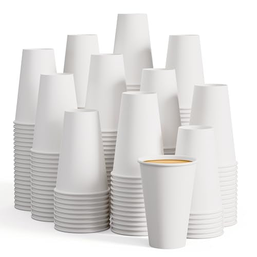 LITOPAK 210 Pack 16 oz Disposable Paper Coffee Cup, Hot/Cold Beverage Drinking Cups for Water, Paper Coffee Cups, White Hot Coffee Cups, Suitable for Party, Picnic, Travel, and Events - color: White-16oz