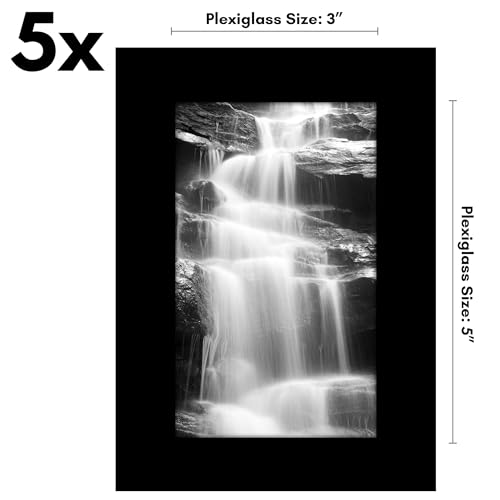 Americanflat 3x5 Picture Frame 5-Pack - Slim Molding - Black | Polished plexiglass front, wall or tabletop display with included easel, hanging hardware included, secure turn-tab backing - color: Black, size: 3x5
