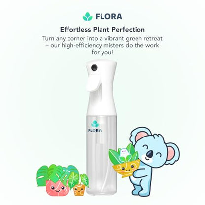 Flora Premium Plant Mister Spray Bottle Producing Gentle & Fine Mist for Precision Hydration, Dispersed Humidity & Moisture - Comes w App for Smart Plant Care (2 Packs)