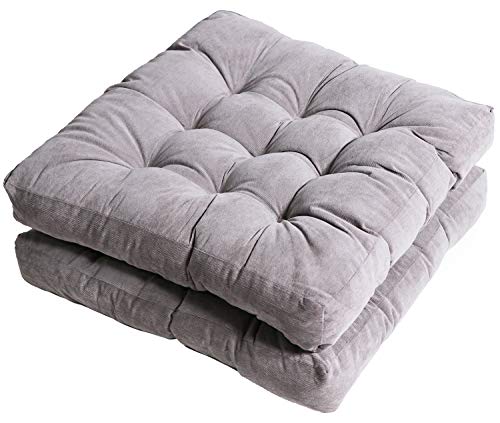 Tiita 22 Inch Square Floor Cushions, Floor Pillow for Sitting, Grey | Thick Tufted Indoor Outdoor Seat Cushions for Adults, Yoga, Meditation, Living Room and Balcony - color: (Square)|grey