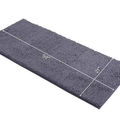 LuxUrux Runner Bath Mat-Extra-Soft Plush Bath Shower Bathroom Rug,1'' Chenille Microfiber Material, Super Absorbent Shaggy Bath Rug. Machine Wash & Dry (21 x 59 Inch, Dark Gray) - color: Dark Gray, size: 21'' x 59''