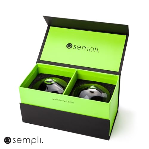 Sempli Cupa-Vino Stemless Wine Glasses Set of 2 - Hand Blown Wine Glass Set, Glassware for Red & White Wine, Lead-Free Crystal, Swirling Aeration, Thin Rim, Frosted - 10.5 oz - color: Frosted
