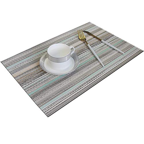 Table Mats Set of 6 Vinyl Placemats Washable Easy to Clean PVC Placemat (placemats Set of 6,Green) - color: Multicolour Green, size: placemats set of 6