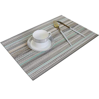 Table Mats Set of 6 Vinyl Placemats Washable Easy to Clean PVC Placemat (placemats Set of 6,Green) - color: Multicolour Green, size: placemats set of 6