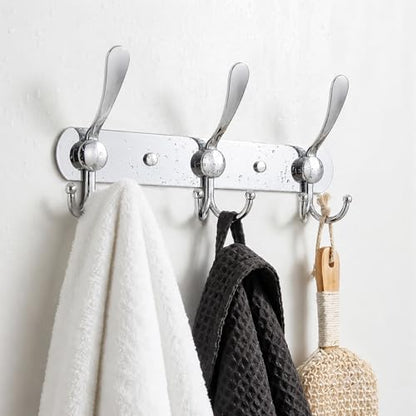 YUNISS Coat Rack Wall Mounted，5 Tri Stainless Steel Coat Hook for Coat Hat Robes Towel in Mudroom Entryway (Sliver, 2 Pack 3 Hook) - color: Sliver, size: 2 Pack 3 Hook