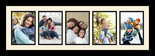 ArtToFrames Collage Photo Frame Single Mat with 5-5x7 Openings with Satin Black Frame and Blue Jay mat. - color: 5 - 5x7 - (2137), size: Blue Jay