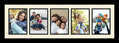 ArtToFrames Collage Photo Frame Single Mat with 5-5x7 Openings with Satin Black Frame and Blue Jay mat. - color: 5 - 5x7 - (2137), size: Blue Jay