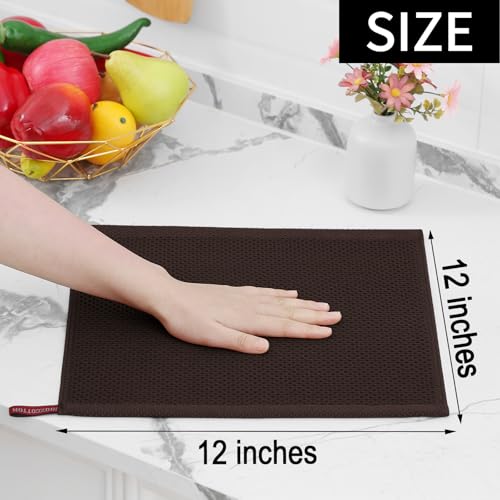Homaxy 100% Cotton Waffle Weave Kitchen Dish Cloths 15-Pack, Dark Brown | 12 x 12 Inches, Ultra Soft Absorbent Dish Towels, Quick Drying Dish Rags with Hanging Loop - color: Dark Brown, size: 12 x 12 - 15 Pack