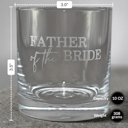 Father of the Bride Whiskey Glass Gift Set, 2 Engraved Rocks Glasses with Whiskey Stones, Wedding Gift (10 Ounce) - size: 10 Ounces