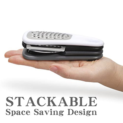 5 Pieces Kitchen Gadgets Set with Storage Bag, Cooking Gift Set | Space Saving Cooking Tools Accessories, Cheese Chocolate Grater, Peeler, Bottle Opener, Pizza Cutter, Stackable - color: Black White Gray 4pcs