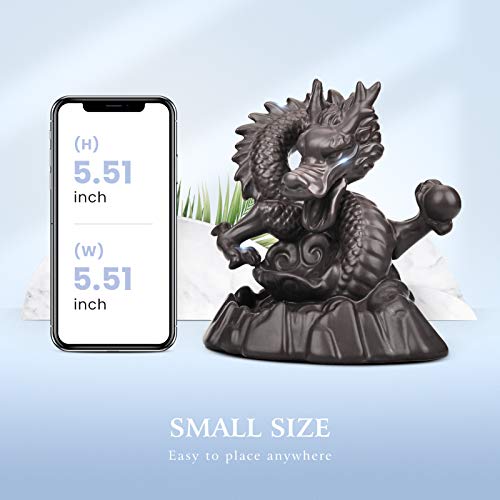 Ceramic Dragon Backflow Incense Holder Waterfall Incense Burner, Smoke Incense Holder, with 70 Backflow Incense Cones + 50 Incense Stick, 1 Mat, 1 Tweezers Home Decor (Brown-Dragon) - color: Brown-dragon