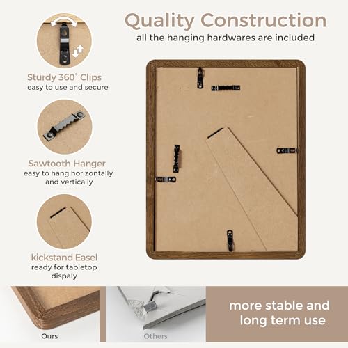8.5 by 11 Picture Frame | Solid Oak Wood 8.5x11 Frame | 8 1/2 x 11 Diploma Frame With Mat For 6x8 | Plexiglas & Hanging Hardware Included | Certificate Document Frame Wood (Walnut, 1 Pack) - color: Walnut, size: 8.5''x11''-1P