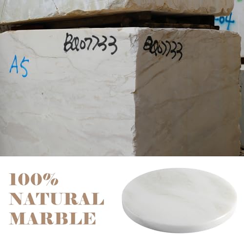 BCS Natural Round Marble Charcuterie and Cutting Boards for Kitchen, 10" Marble Cheese Pastry Board Stone Slab for baking, Pastries, Bread, Chocolate, Candy (Namib Fantasy)