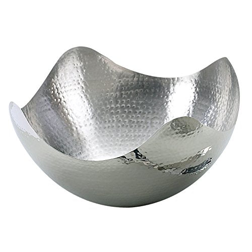 Elegance Hammered 10-Inch Stainless Steel Wave Serving Bowl, 10" x 10" x 5" - size: 10" x 10" x 5" (Single)