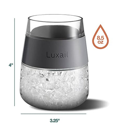 luxail Wine Glasses, Plastic Wine Glasses Set of 2, Wine Gifts, Double Wall Insulated Freezer Tumbler, Stemless cups for Red and white Wine, 8.5 Oz, Grey - color: Grey 2 Pack