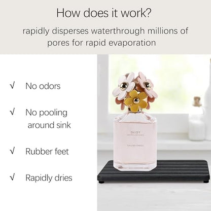 Set of 4 Bathroom Vanity Tray, Quick-Dry Diatomite Kitchen Tray with Non-Slip Pads | Water Absorbing Stone Used for Soap, Sponges, Cosmetics | Eco-Friendly Bath Sink Organizer - color: Drak Gray