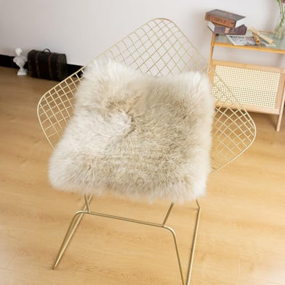 LLB Sheepskin Chair Covers - Office, Dining Room & Desk Chair Seat Cushion - Cream Brown, 18x18 Inch (Pack of 1) - color: Cream Brown, size: 18x18 Inch (Pack of 1)