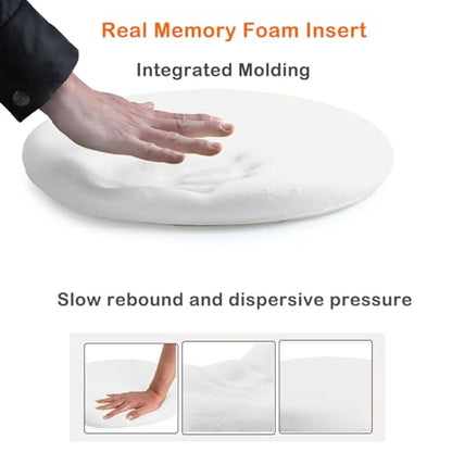 Sigmat PU Leather Round Chair Cushion Memory Foam Waterproof Round Stool Cushion for Kitchen Stool, Living Room Chiar, Office Chair, Car or Floor Pillow(14 Inch, Grey) | Waterproof, Non-slip, Machine Washable, Memory Foam,For Wooden/Metal/Plastic/Leather