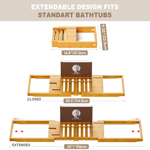 Premium Bathtub Tray Caddy, Expandable Bath Tray, Unique House Warming Gifts,Bamboo-New - color: Bamboo-new