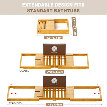 Premium Bathtub Tray Caddy, Expandable Bath Tray, Unique House Warming Gifts,Bamboo-New - color: Bamboo-new