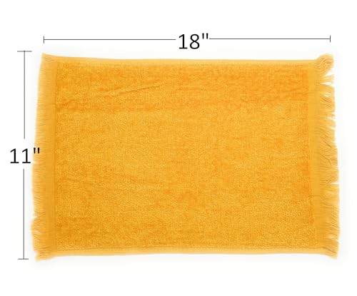 Fringed Reversible Fingertip Hand Towel (Size 11" W x 18" L) Terry Cotton Washcloth Set for Face and Bathroom use. (White, 3)